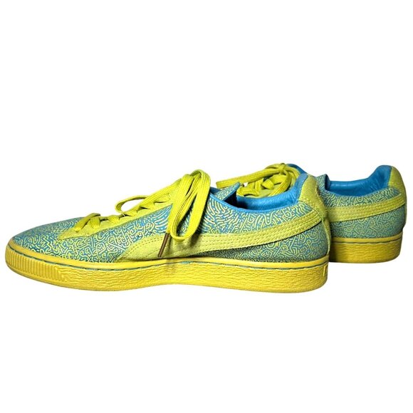 Puma x Solange Suede Classic Lines Yellow Sulphur Spring Blue Low Top Sneakers 9 - Picture 2 of 9